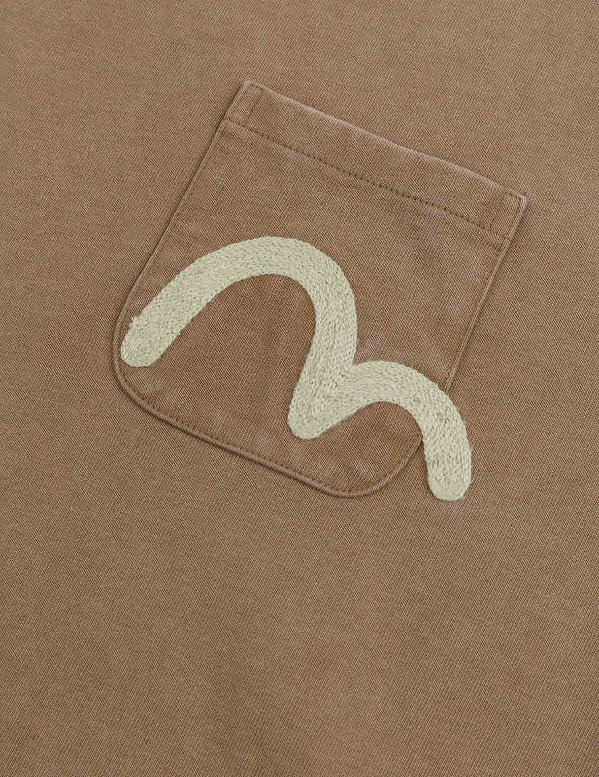 海鷗刺繡口袋寬版休閒長袖T恤