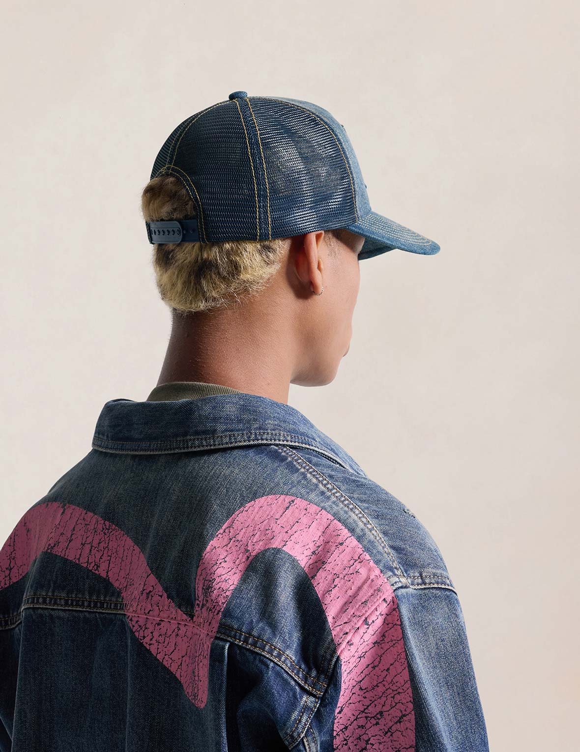Seagull Pocket Denim Mesh Trucker Cap