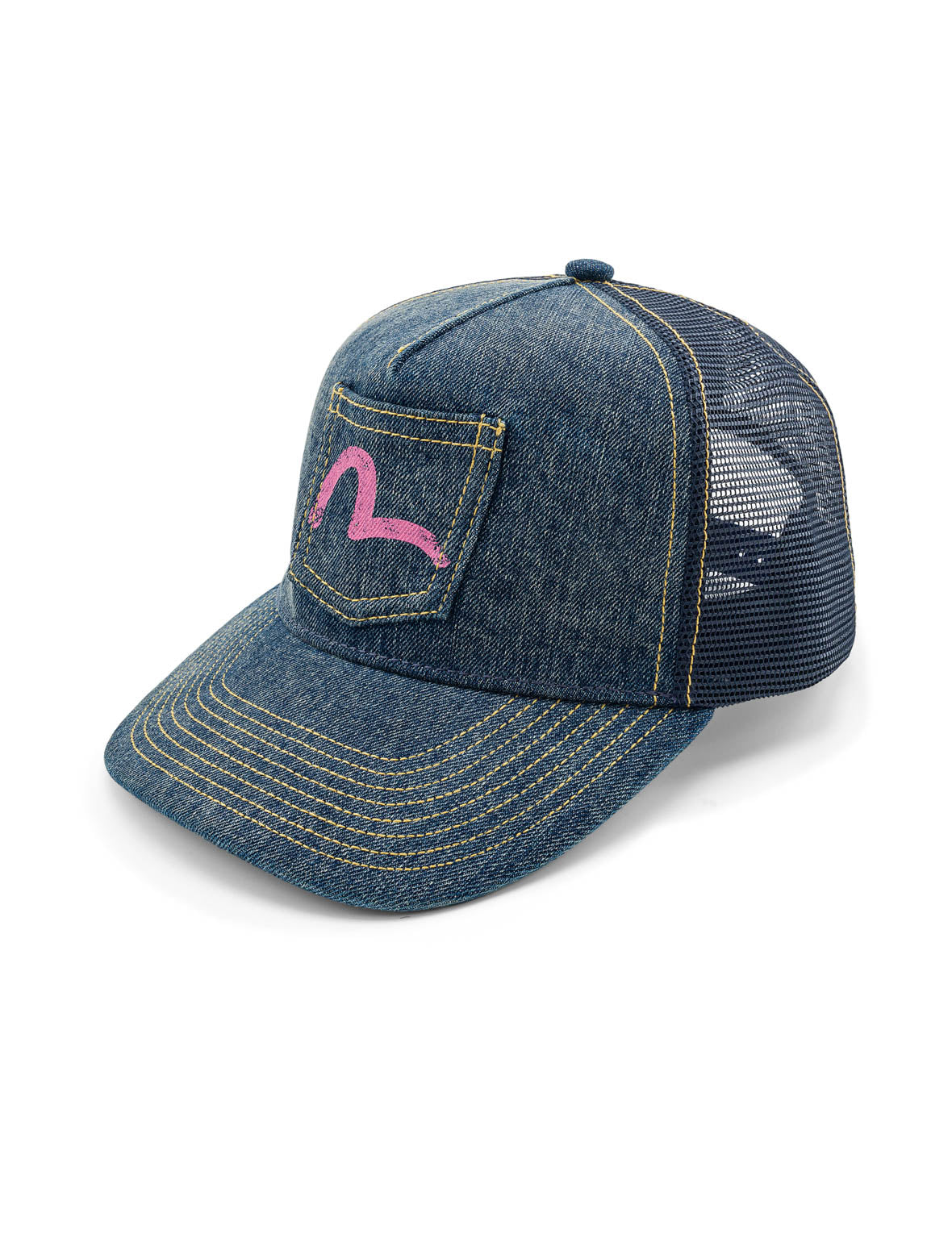 Seagull Pocket Denim Mesh Trucker Cap