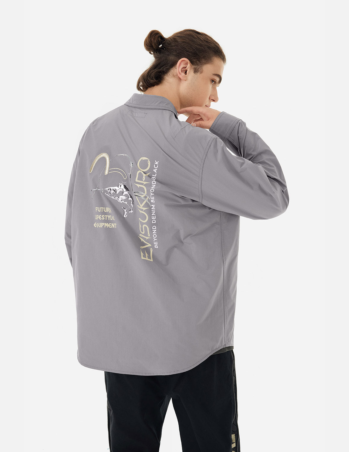 3D Metallic Fishing Logo Print Relax Fit Shirt