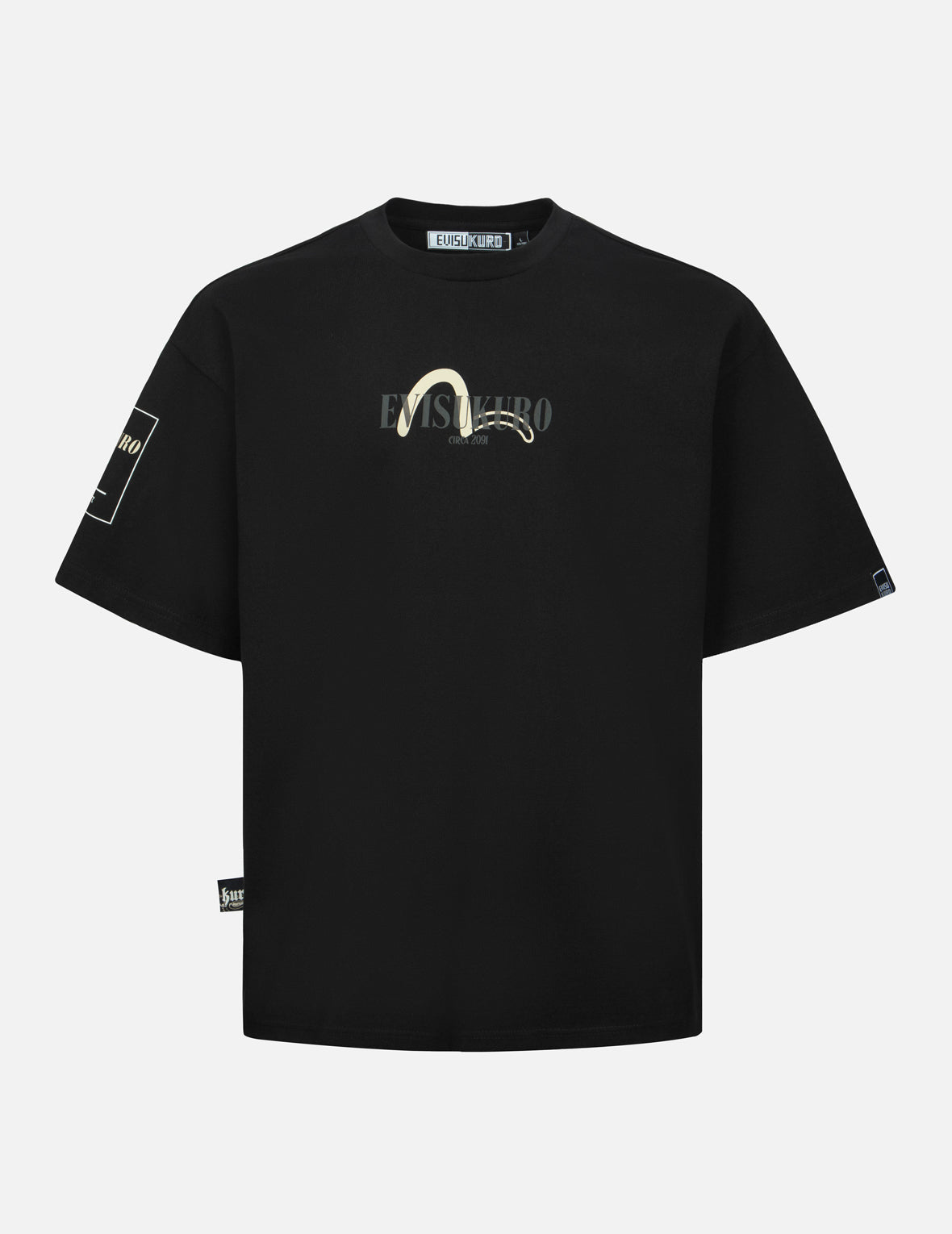 Logo Embroidery and Kamon Print Loose Fit T-Shirt