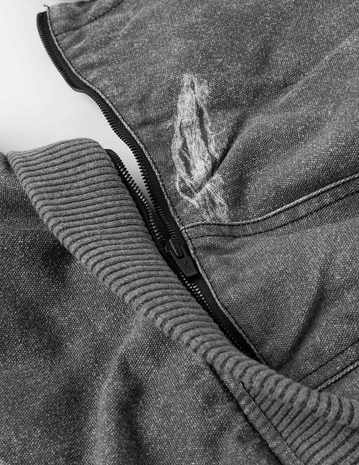 破損印花與商標刺繡寛松飛行員夾棉外套