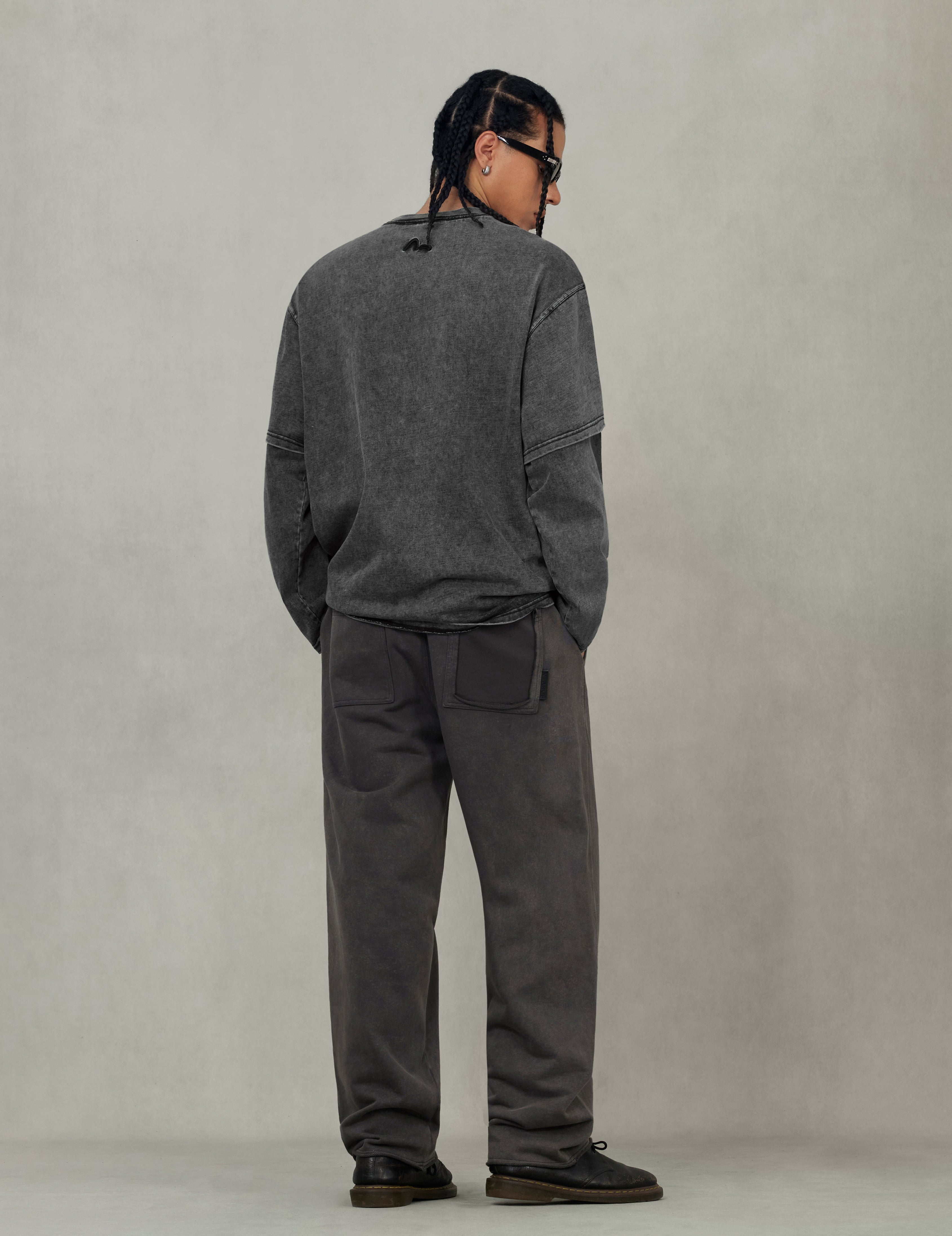 EVISUKURO Label and Seagull Print Oversized 2-in-1 long-sleeve T-shirt