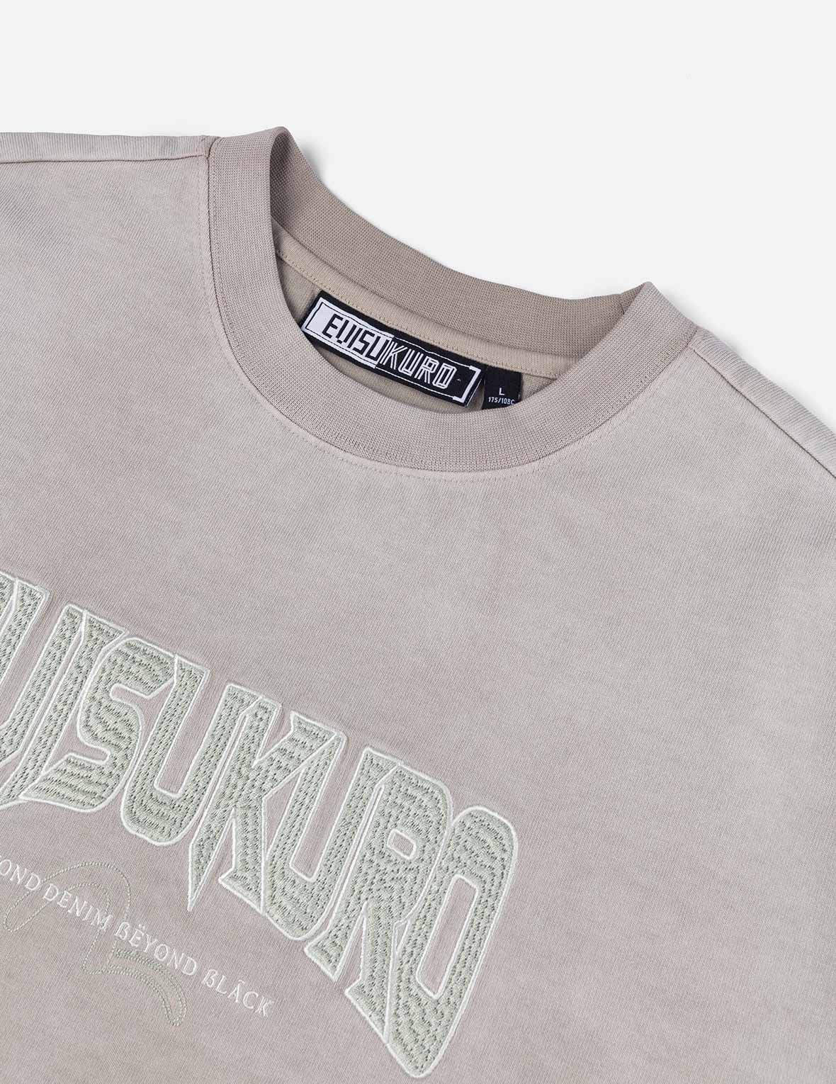 EVISUKURO Waffle Embroidery and Spray Dye Relax Fit T-shirt
