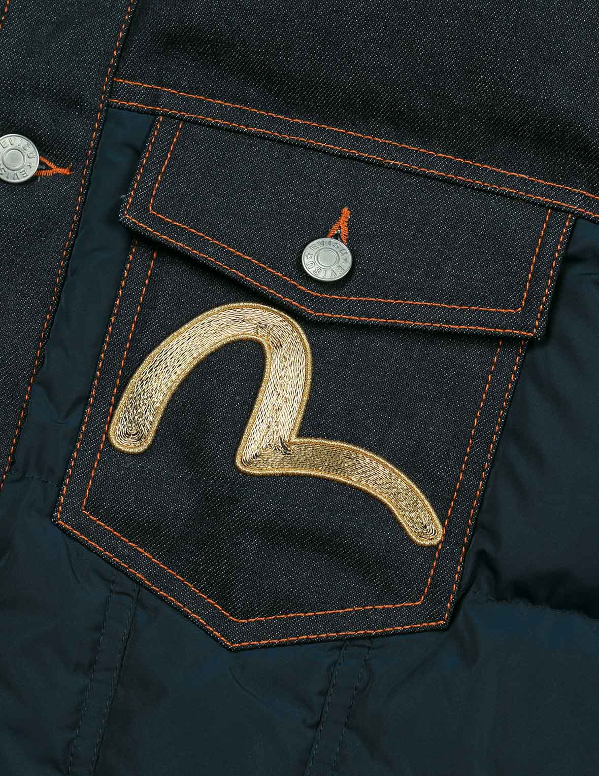 海鷗金屬刺繡常規版型拼布羽絨外套