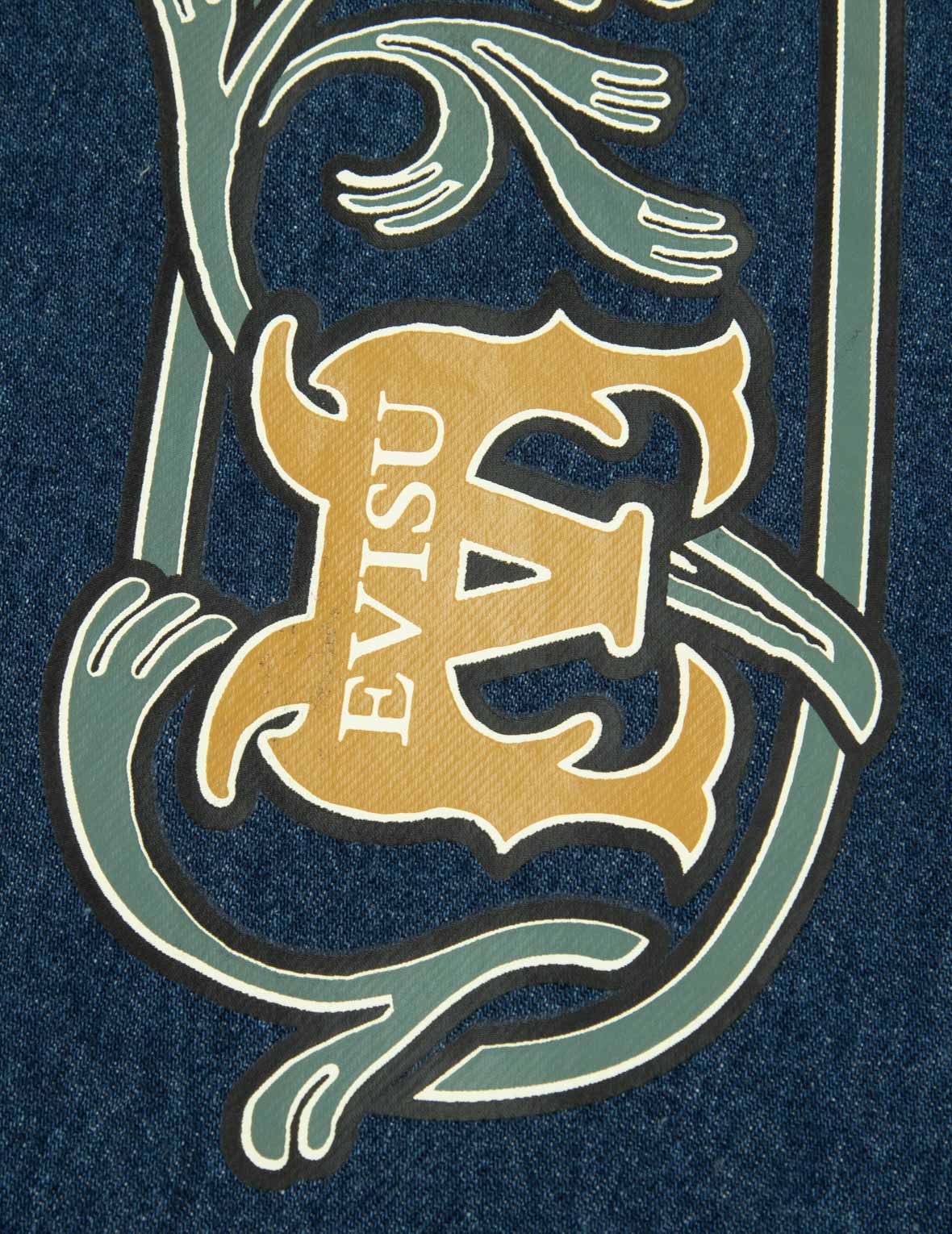 唐草大M印花與海鷗刺繡常規版型牛仔襯衫外套
