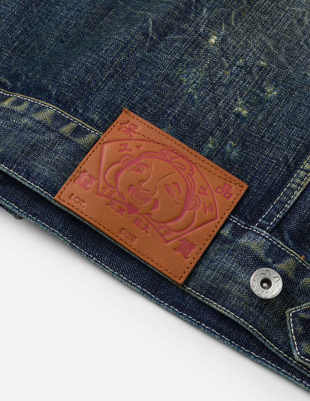Washed Seagull Embroidery Relax Fit Denim Jacket
