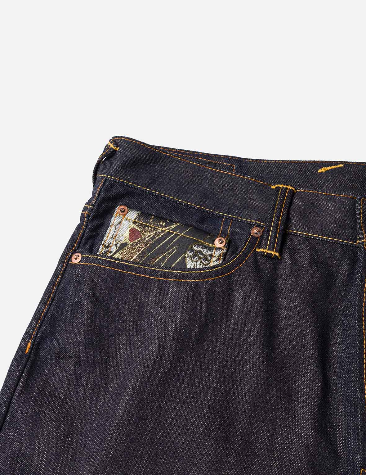織錦嵌大M和商標刺繡常規牛仔褲 #2020