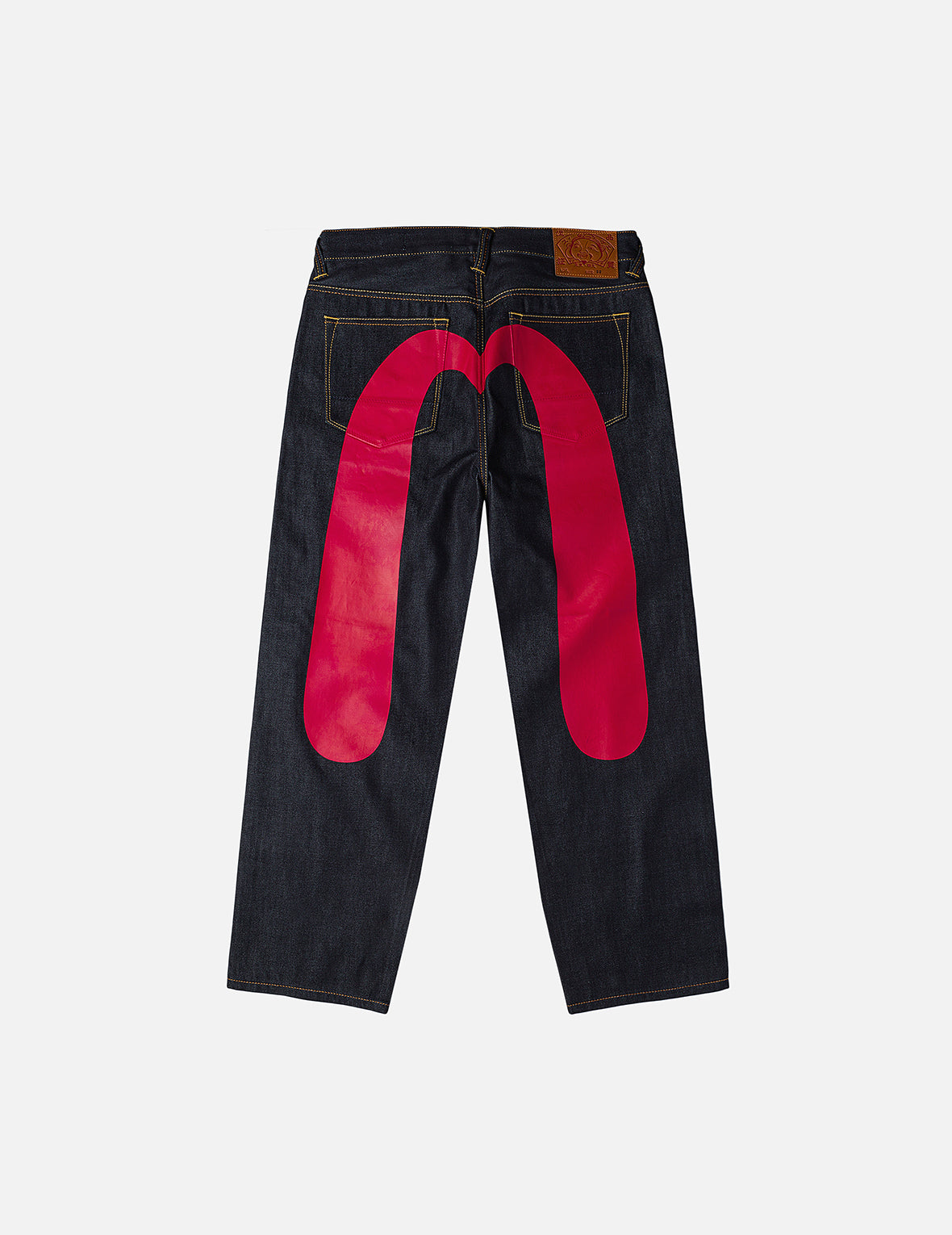Red Daicock Print Loose Fit Jeans #2038