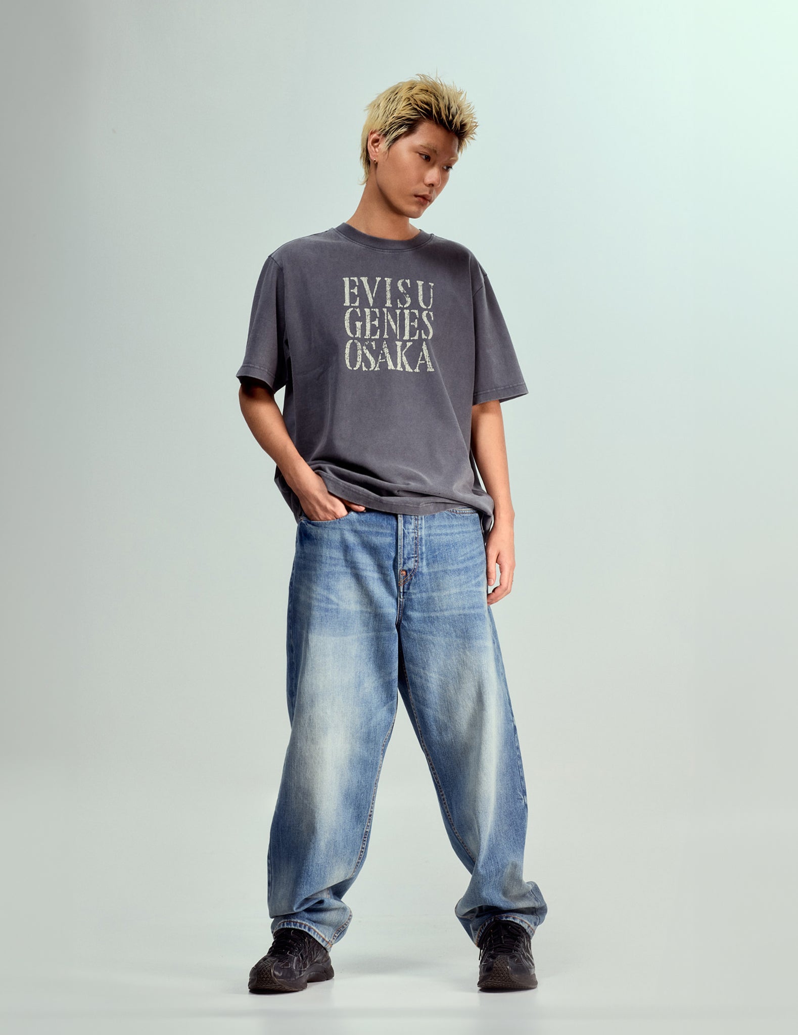 Ecru Daicock Print Loose Fit Jeans #2038