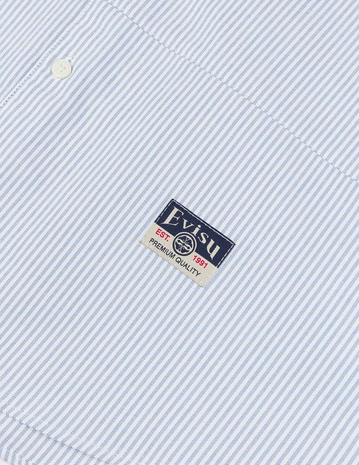 解構海鷗刺繡寬版休閒條紋襯衫