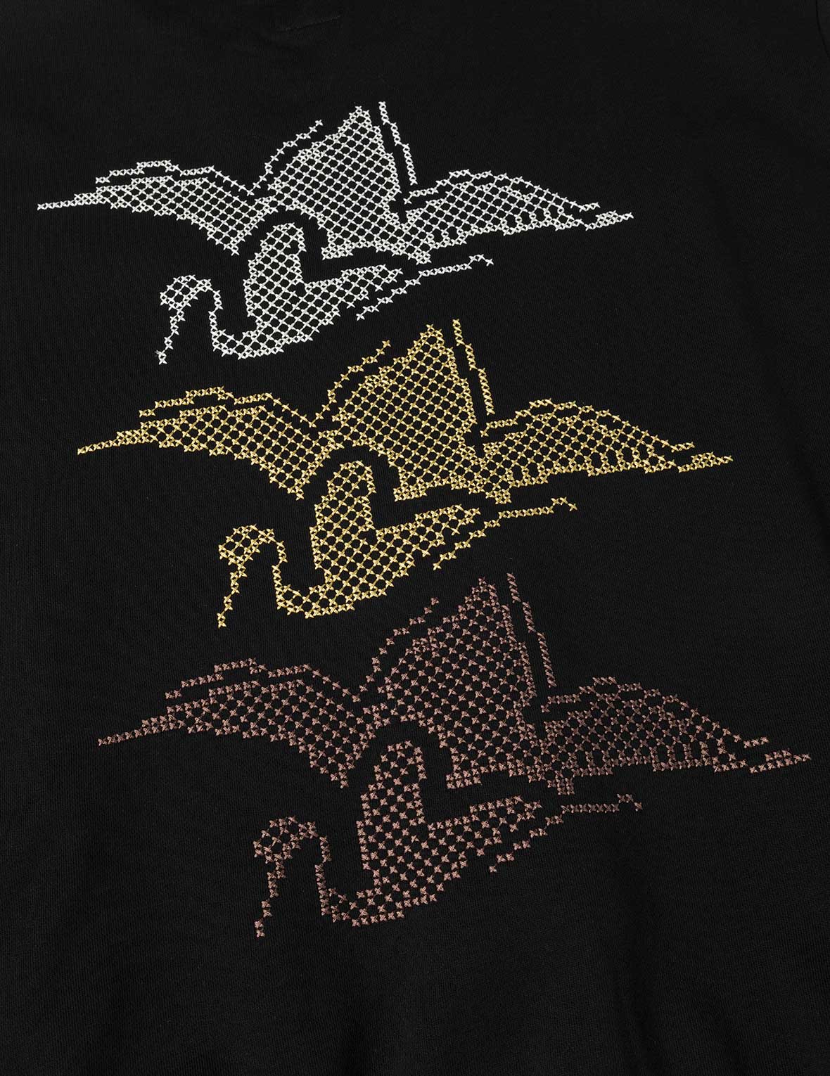 仙鶴與海鷗刺繡寬版休閒衛衣