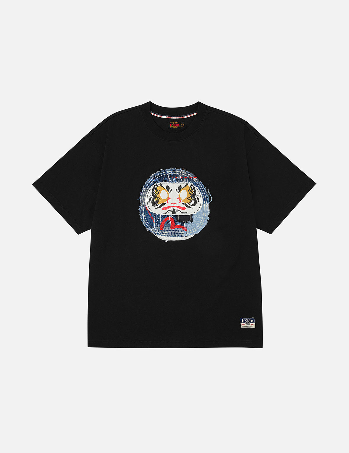 刺繡達摩與海鷗寬版休閒T恤