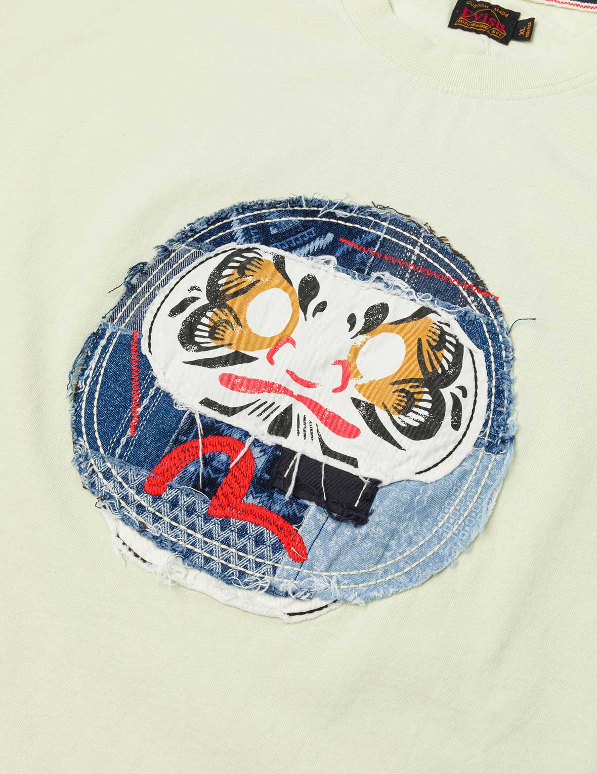 刺繡達摩與海鷗寬版休閒T恤