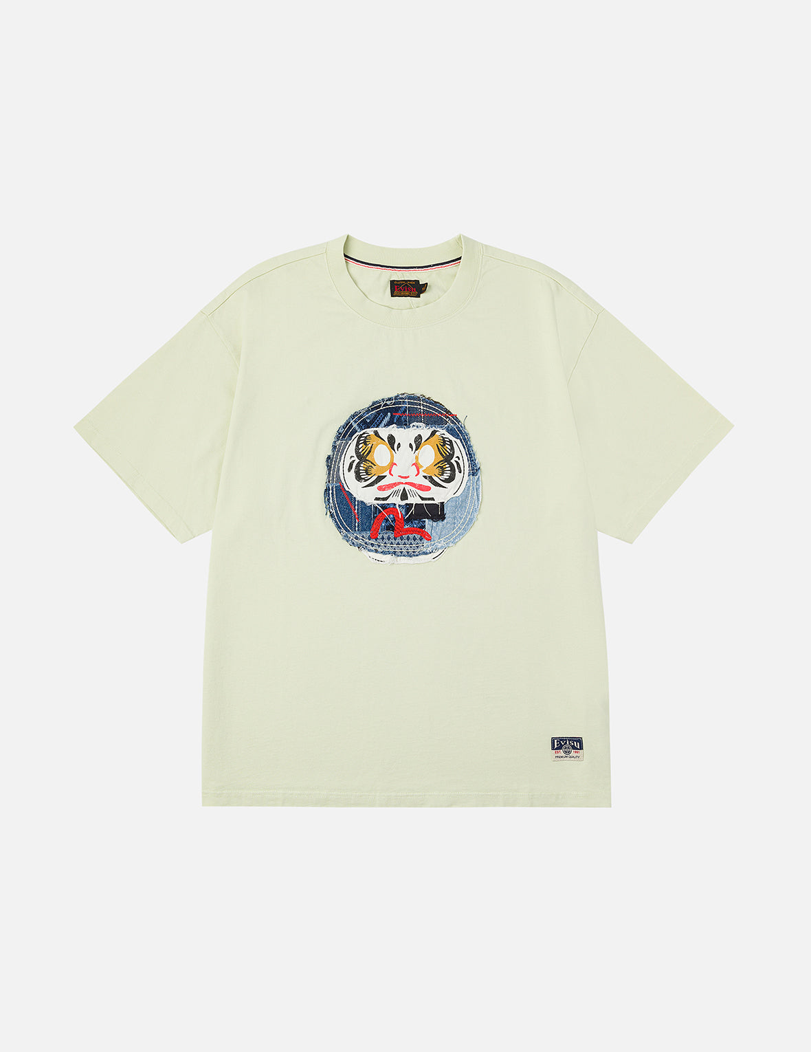 刺繡達摩與海鷗寬版休閒T恤