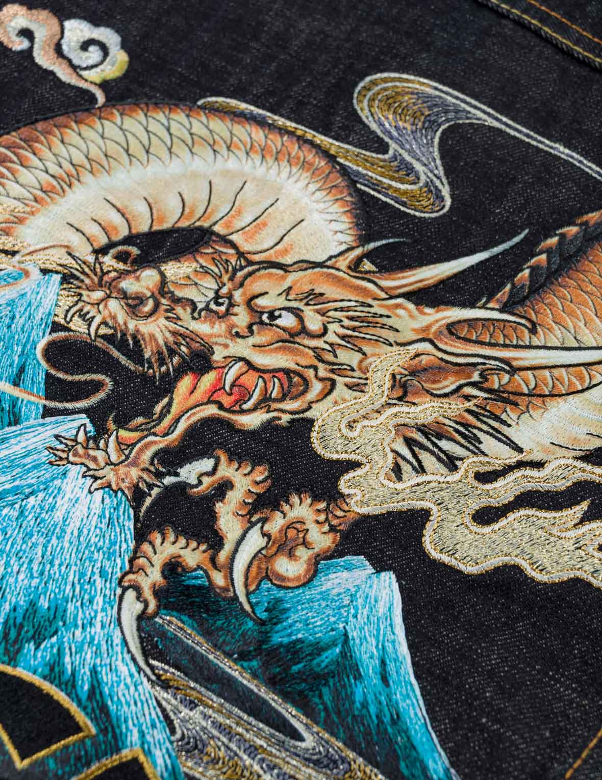 Flying Dragon Embroidered Denim Jacket