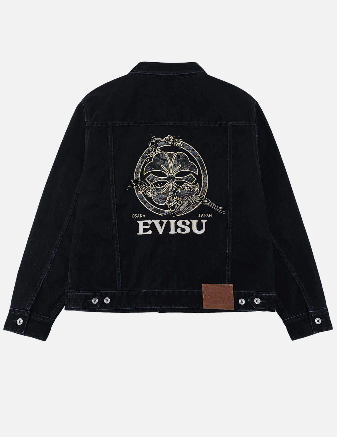 Velvet-Like Kamon Brocade Embroidered Denim Jacket
