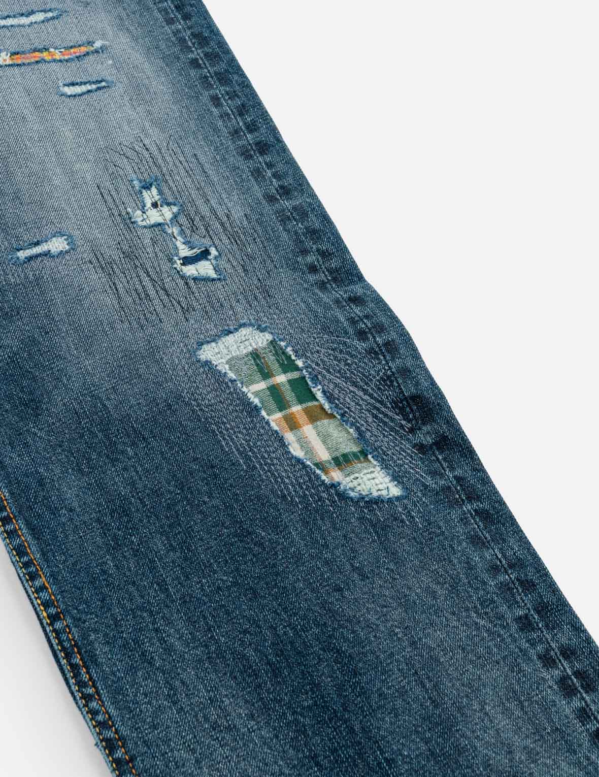 襤褸拼布破損海鷗口袋牛仔褲 #2020