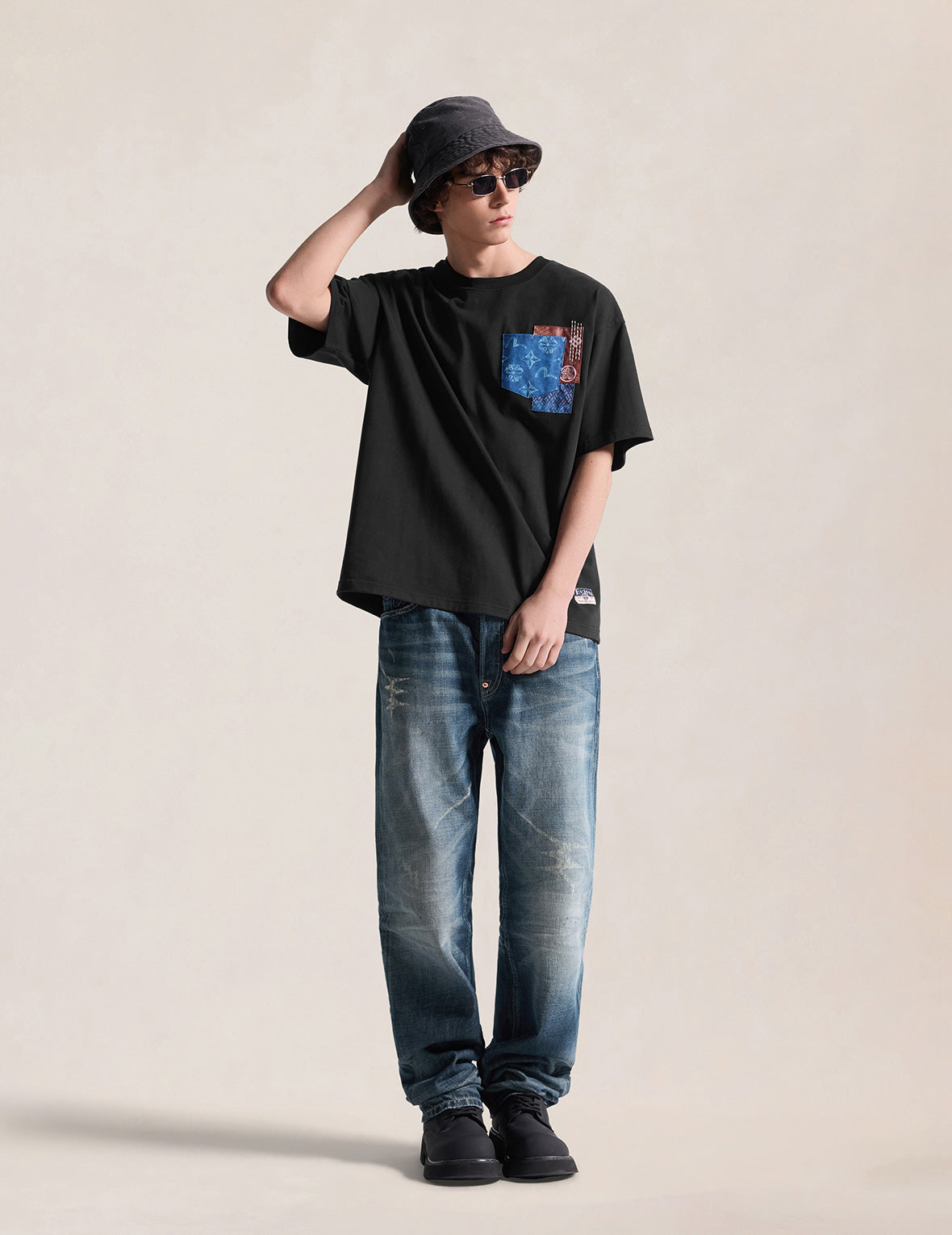 Multi-Pocket Sashiko Tee