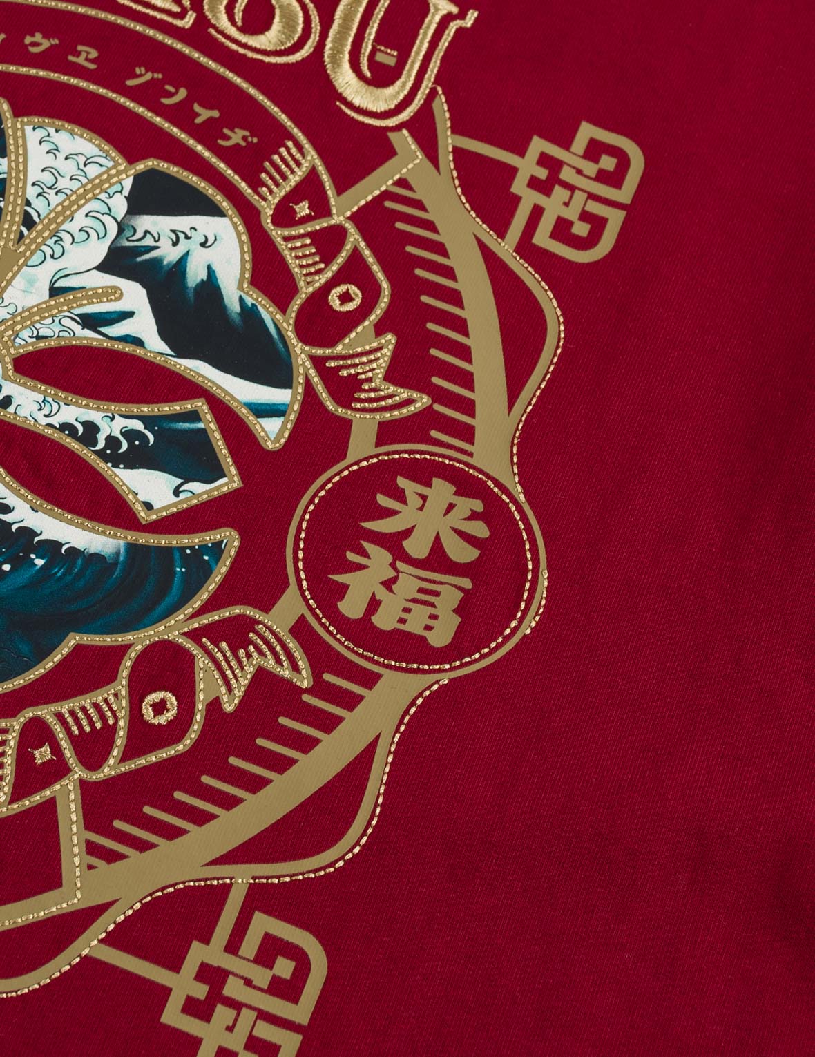 金色印花家紋海浪貼布T恤