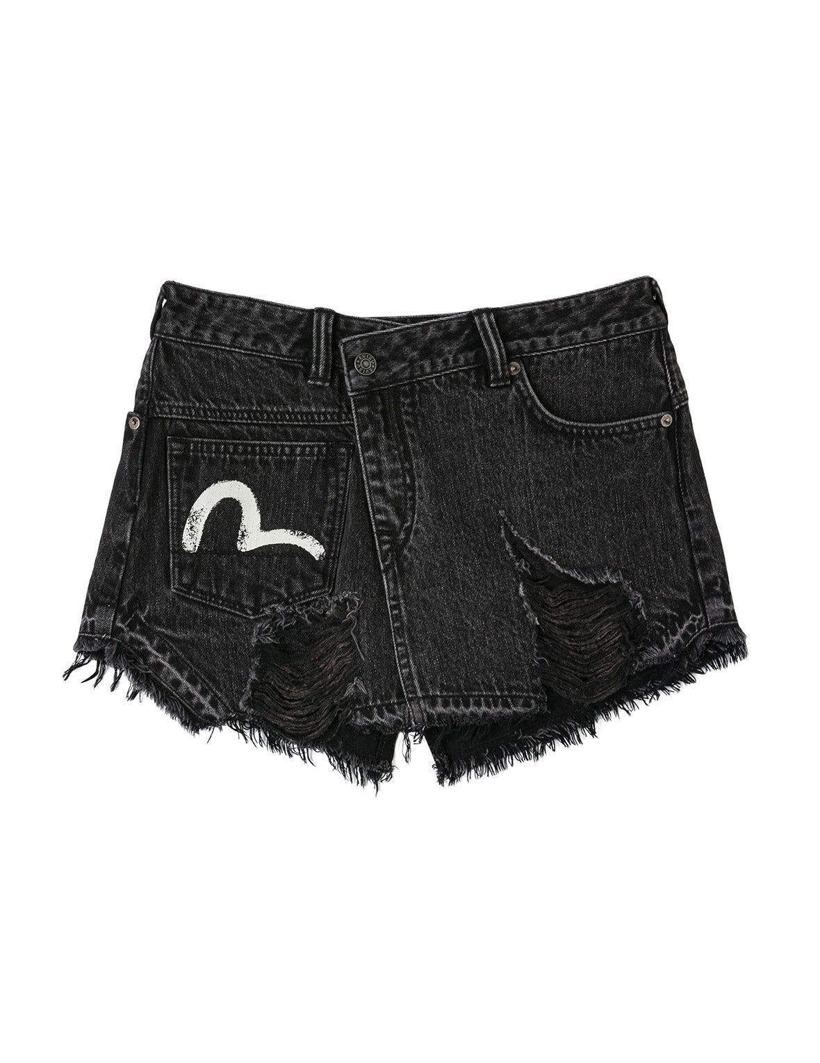 Mottled Seagull and Distressed Fashion Fit Denim Skorts