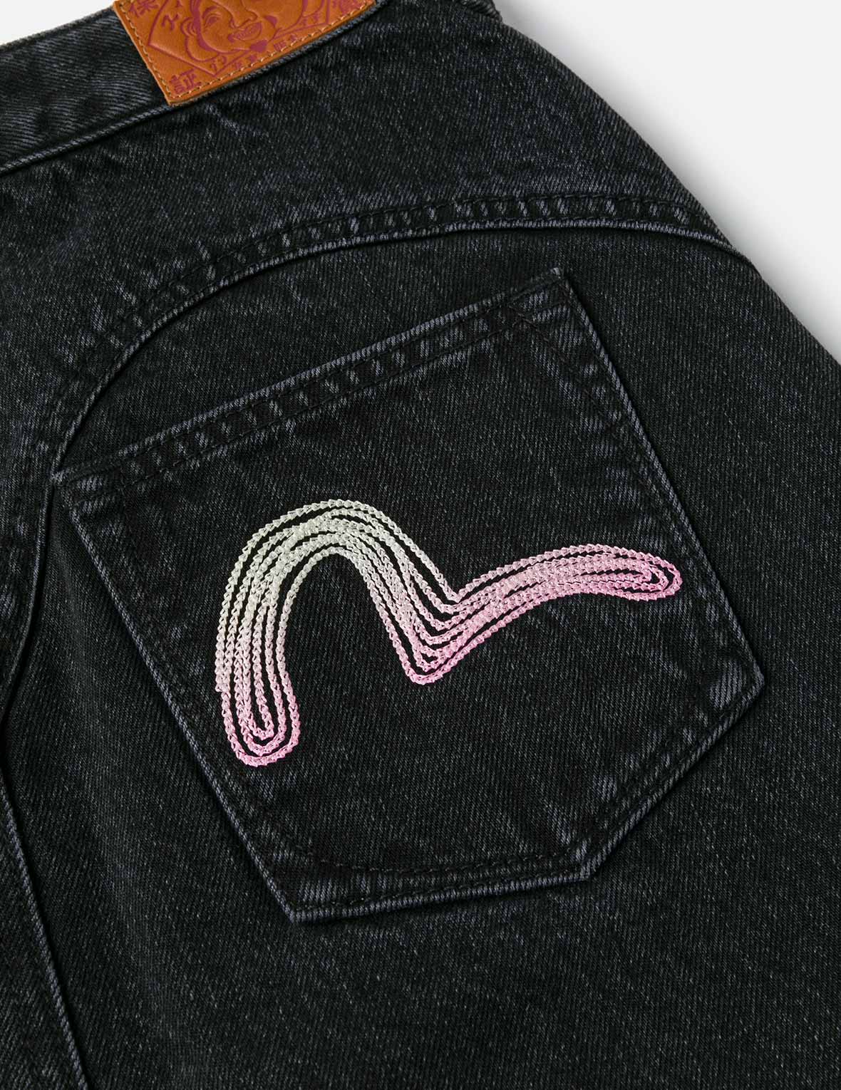 海鷗刺繡與破損時尚版型牛仔半裙