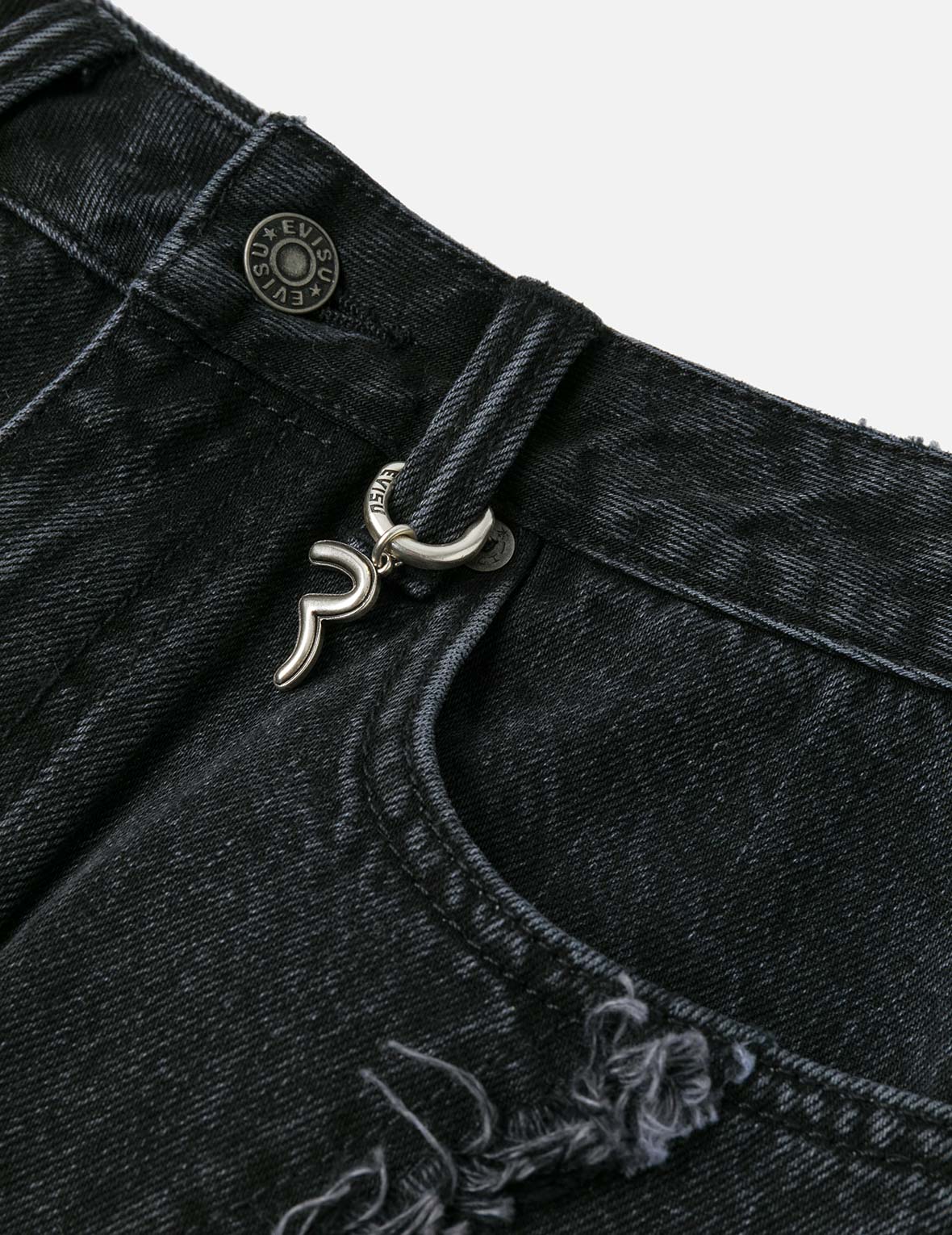 海鷗刺繡與破損時尚版型牛仔半裙