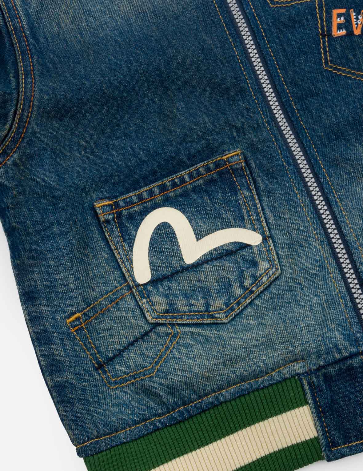 Seagull Multi-Pocket Denim Bomber Jacket