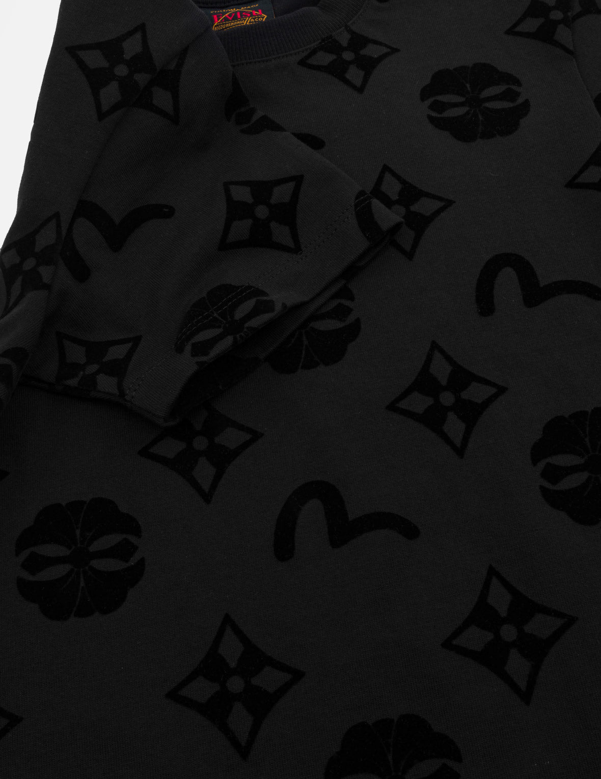 All-Over Kamon and Seagull Flocked Print T-Shirt