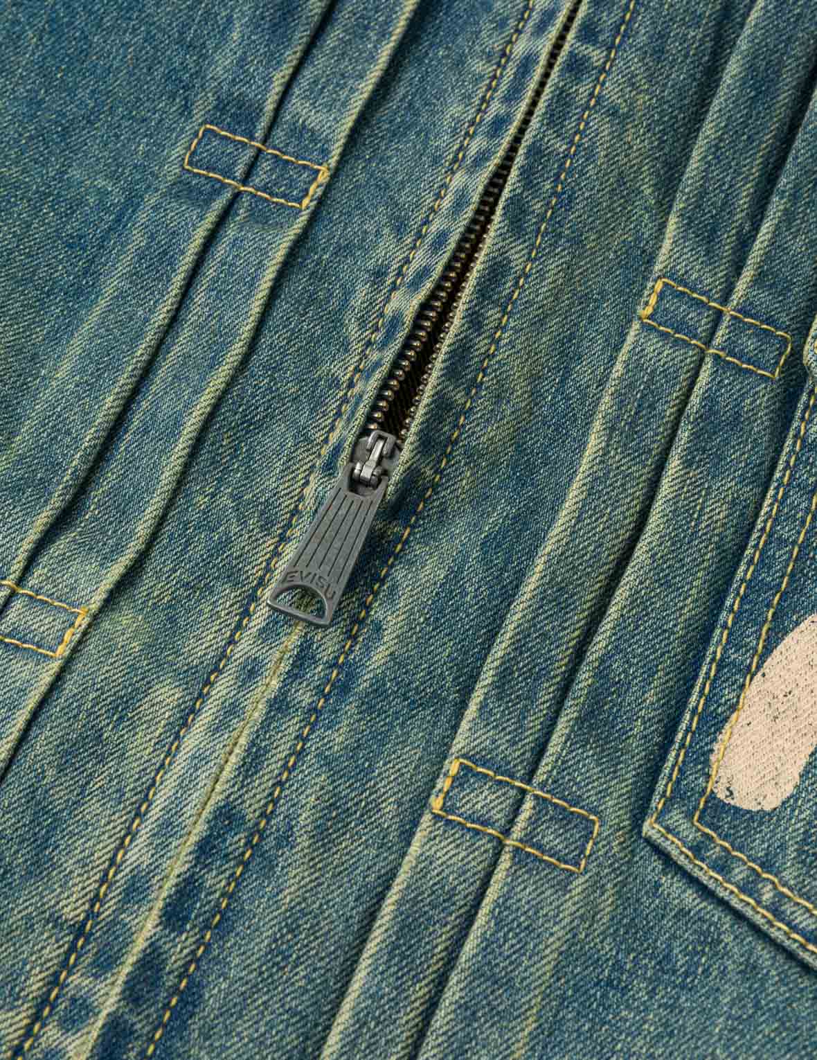 Contrast Collar Zipped Denim Jacket