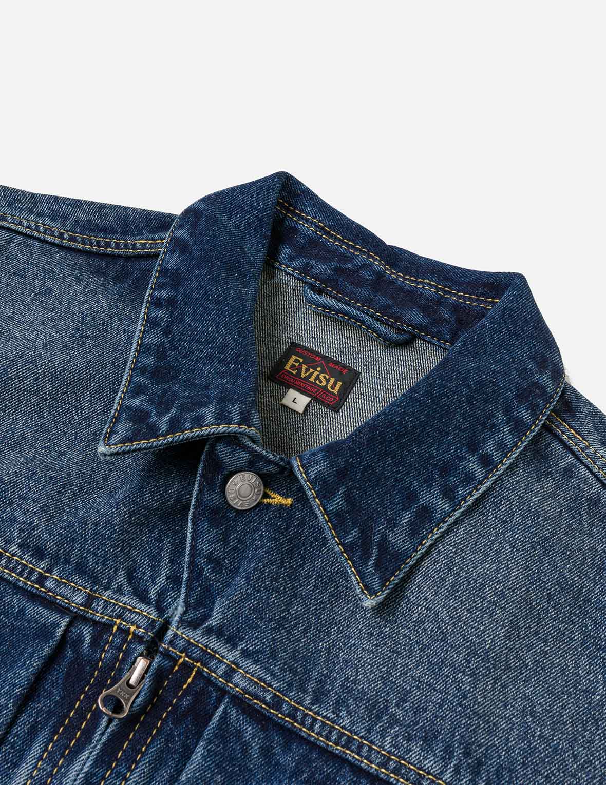 Sand Washed Crocodile Print Denim Jacket