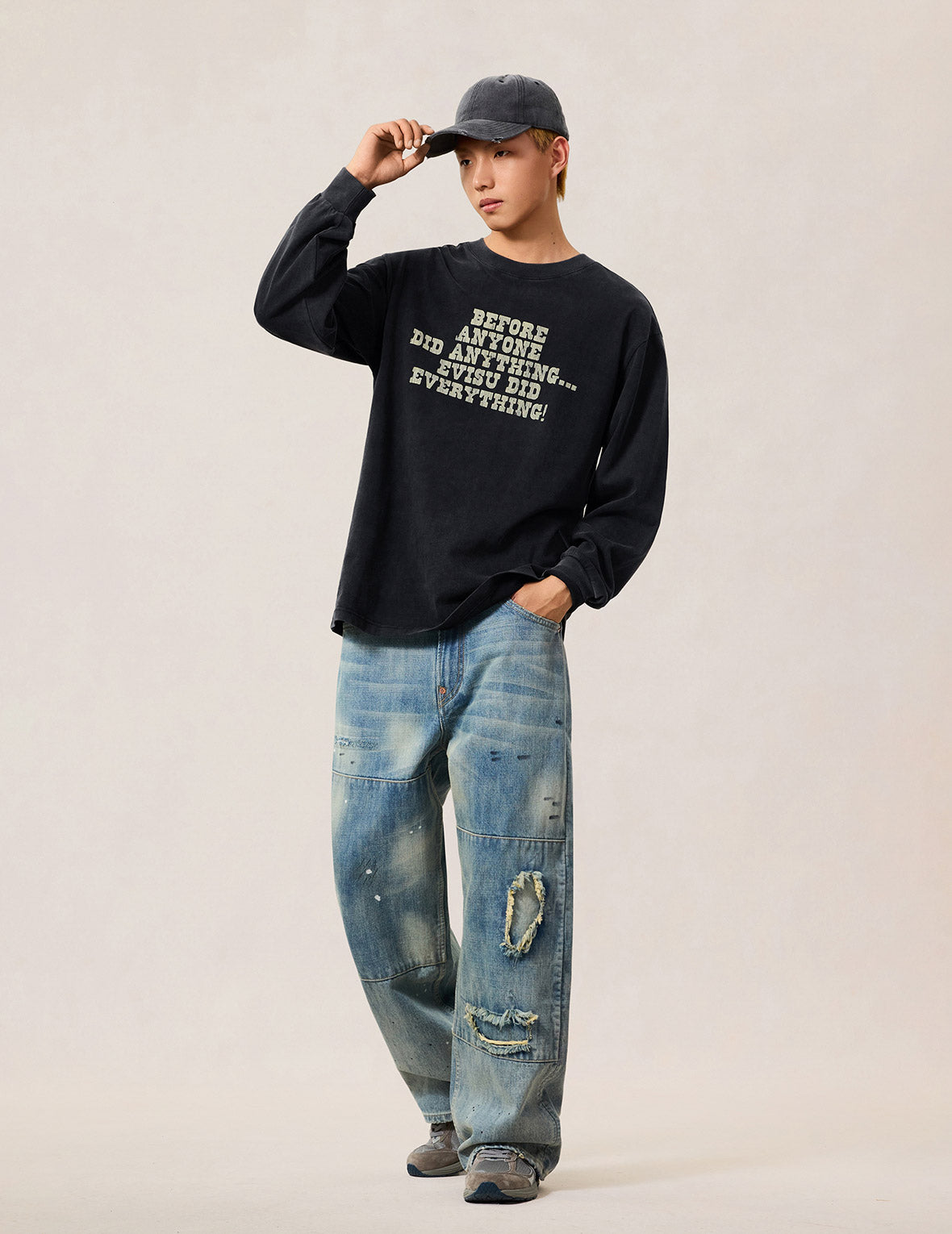 Reversed Seagull Slogan Long-sleeve T-shirt