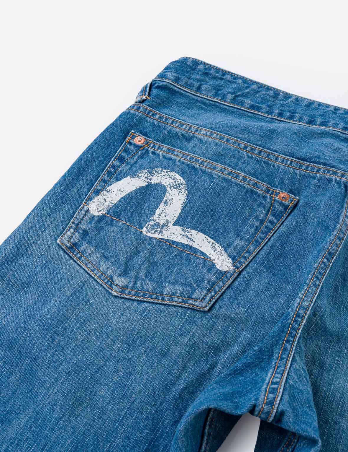 Light-washed Seagull Print Taper Fit Jeans #2017