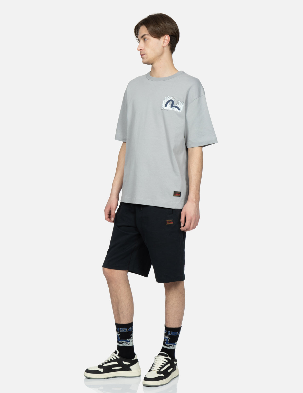 Eagle and Pine Tree Graphic Embroidery Sweat Shorts