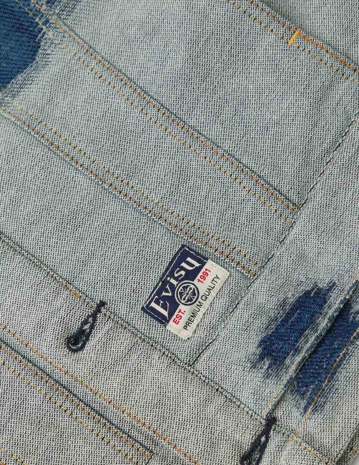 破損商標和海鷗刺繡寬版休閒牛仔外套