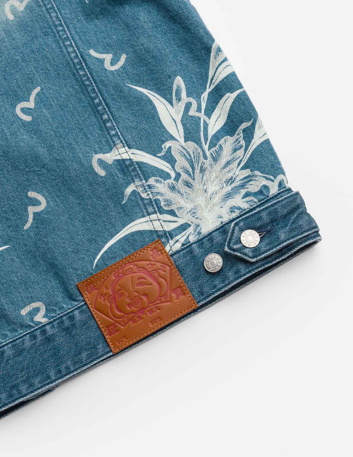 花卉與海鷗刺繡寬版休閒牛仔外套