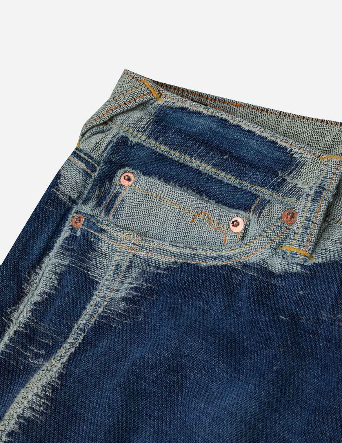 破損海鷗刺繡時尚版型牛仔褲
