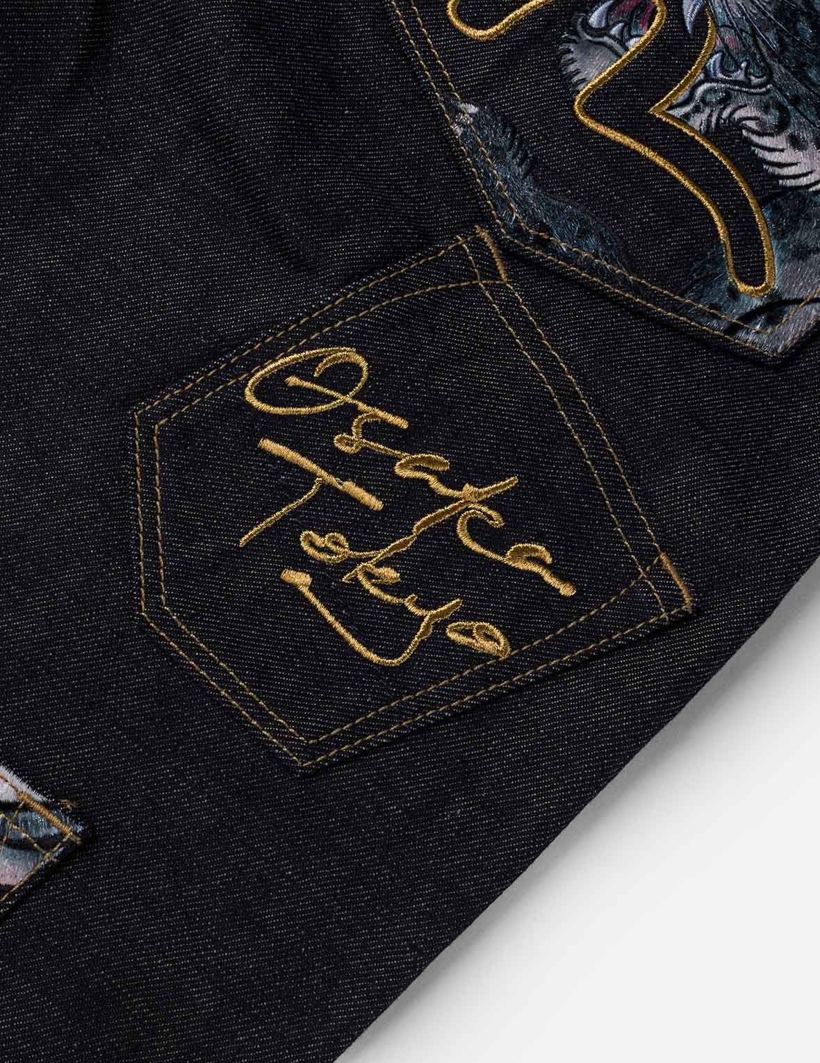 多口袋刺繡布貼牛仔褲 #2020
