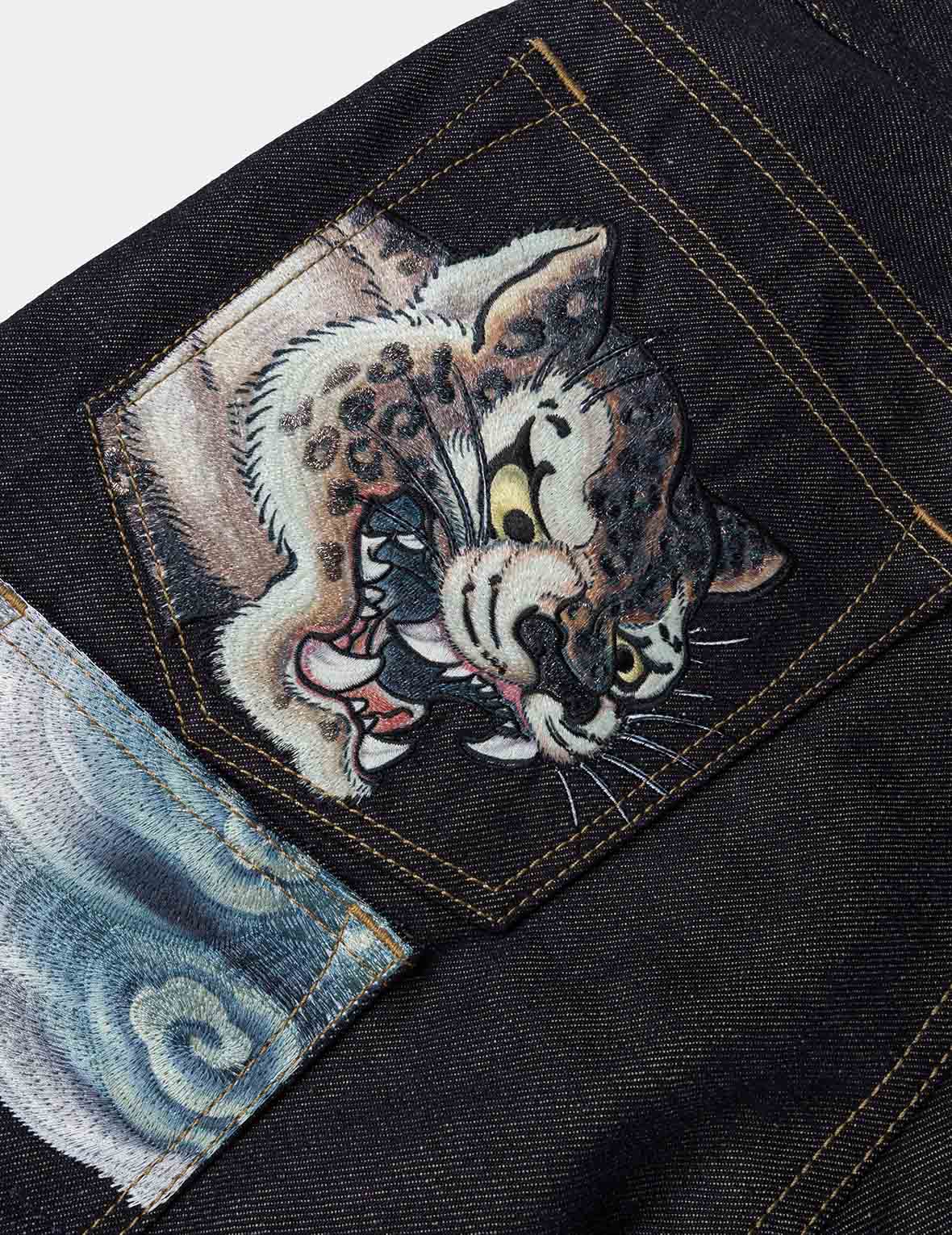 多口袋刺繡布貼牛仔褲 #2020