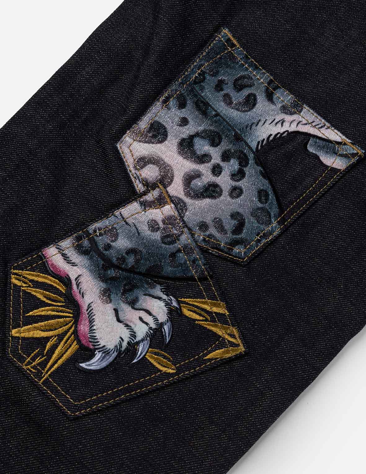 多口袋刺繡布貼牛仔褲 #2020