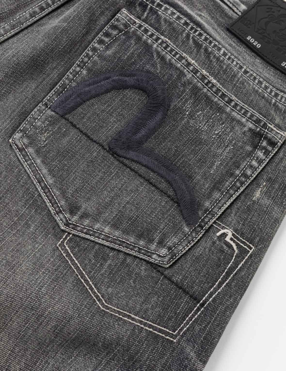 黑調洗水海鷗刺繡牛仔褲 #2020