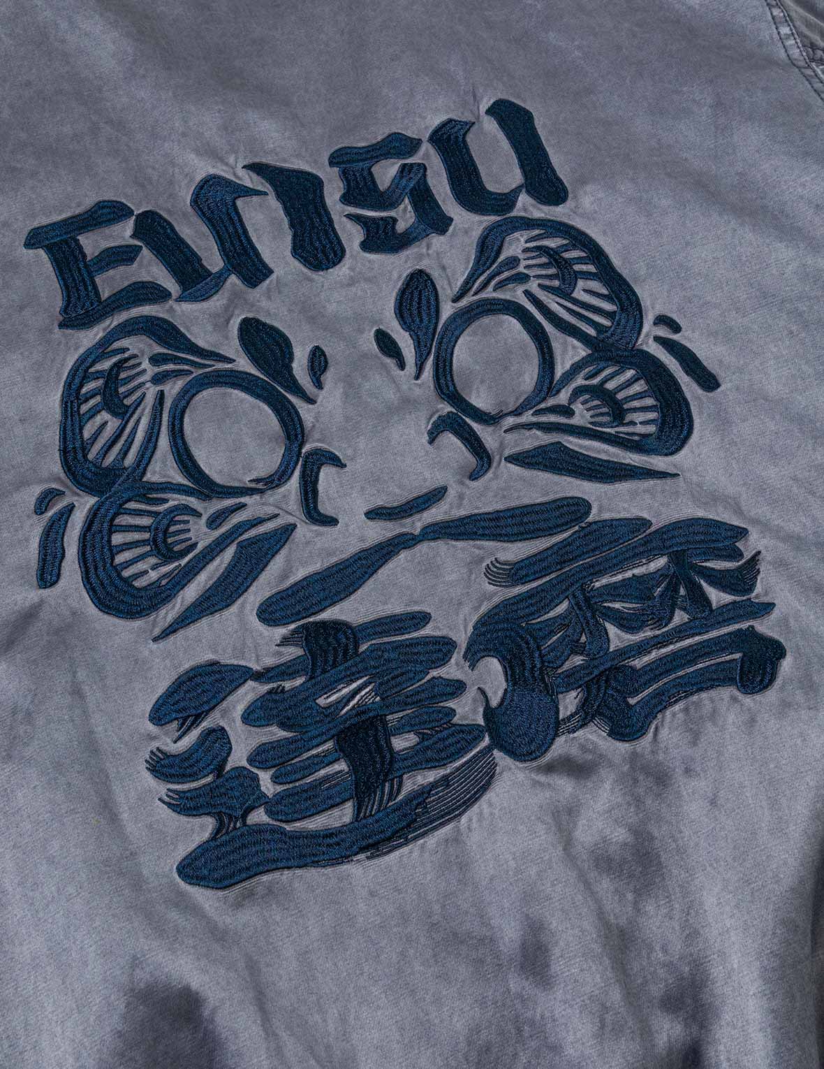 Garment Dyed Daruma Embroidery Bomber Jacket