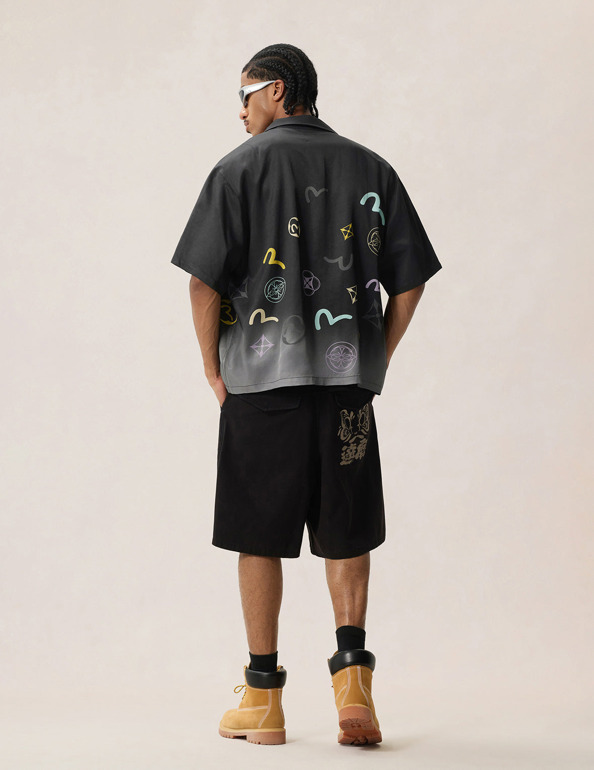 滿版海鷗與家紋漸層襯衫