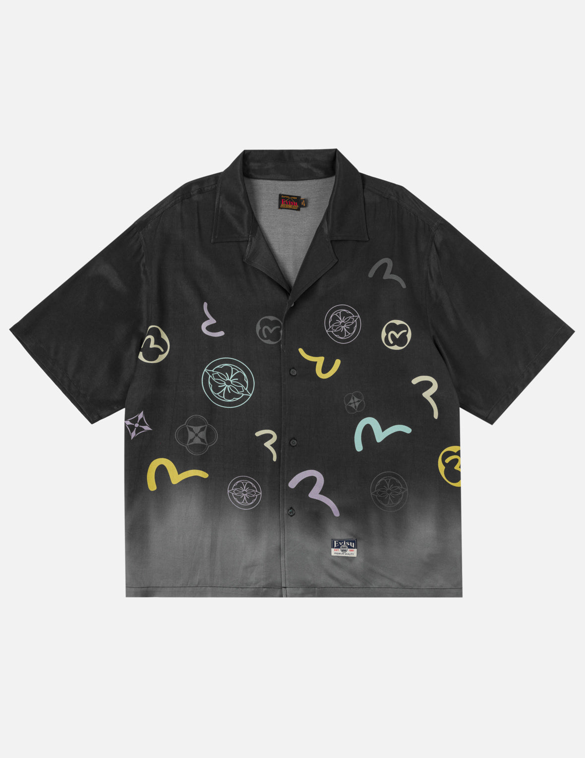 滿版海鷗與家紋漸層襯衫