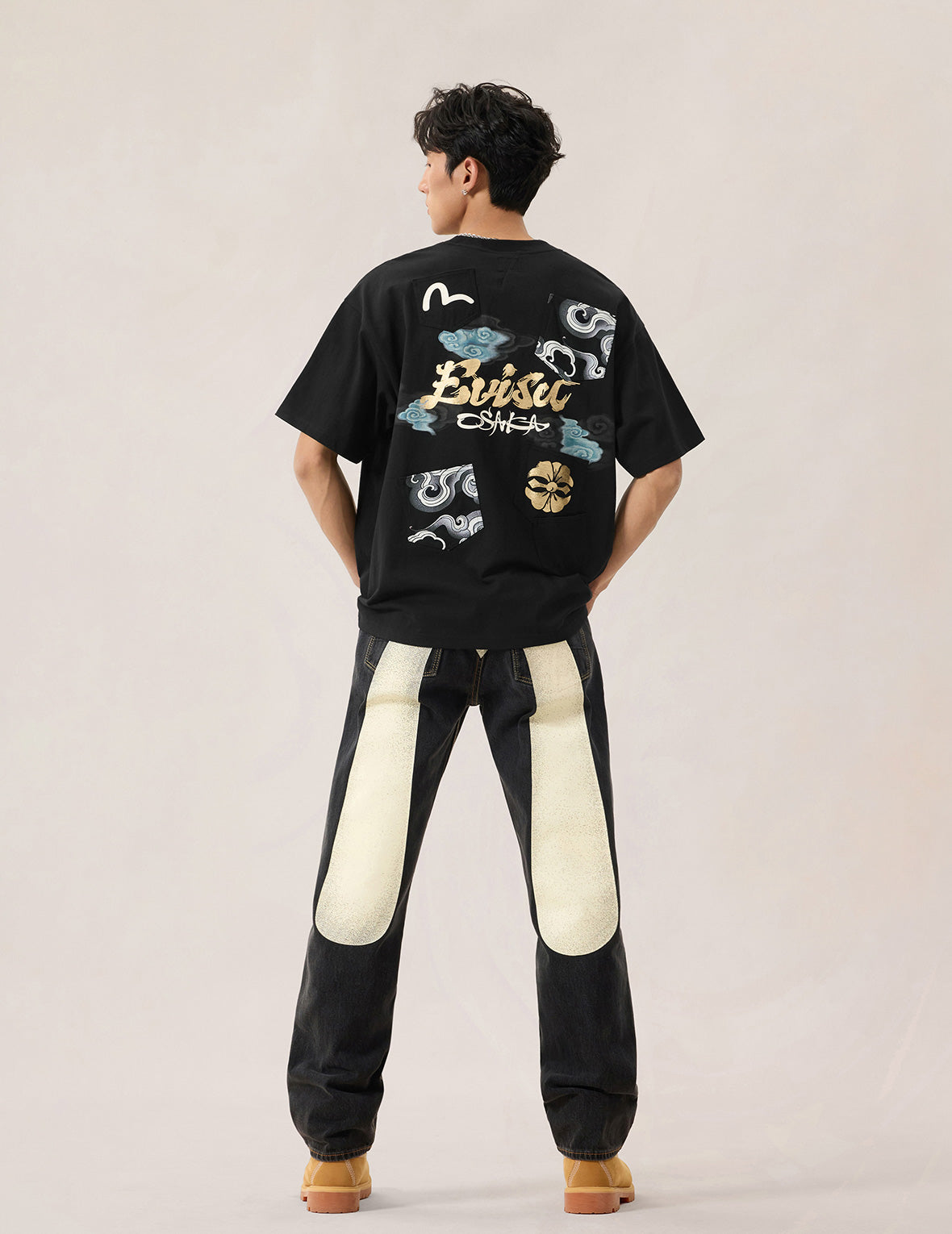 多口袋燙金印花T恤