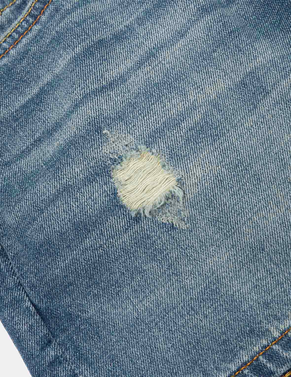 解構海鷗與商標貼布寬版休閒牛仔短褲