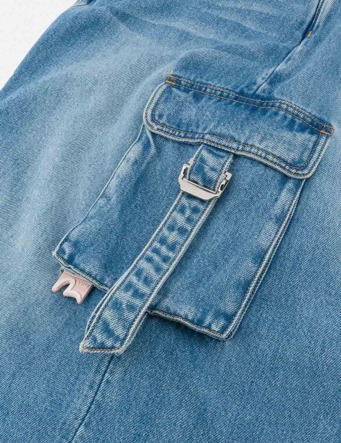 解構海鷗嵌條刺繡時尚版型工裝牛仔裙