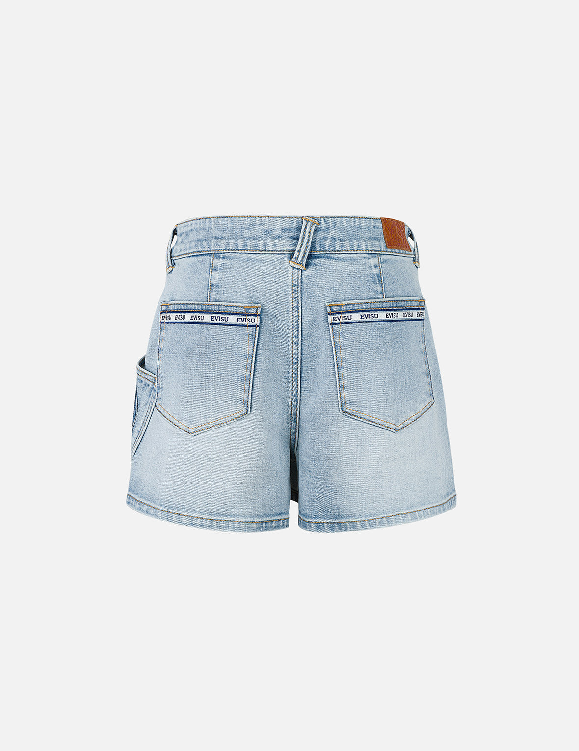 Kamon and Logo Embroidery Regular Fit Denim Skorts