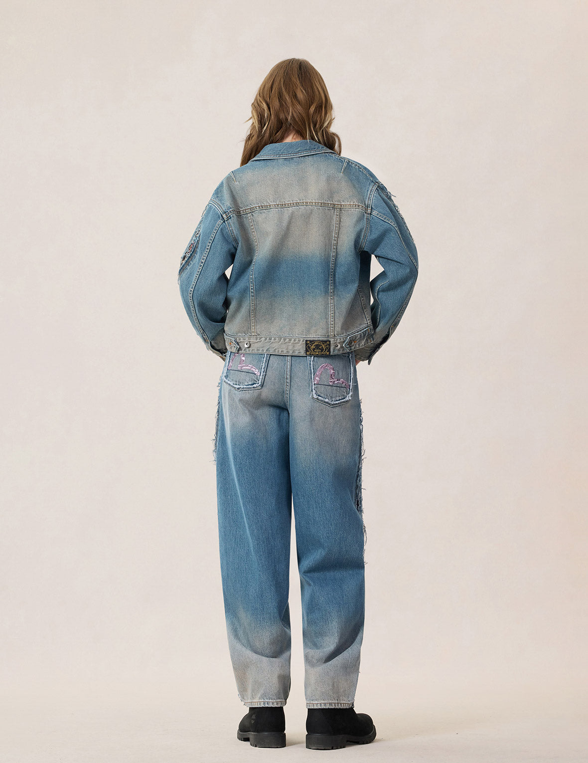 Brocade Panel Denim Jacket