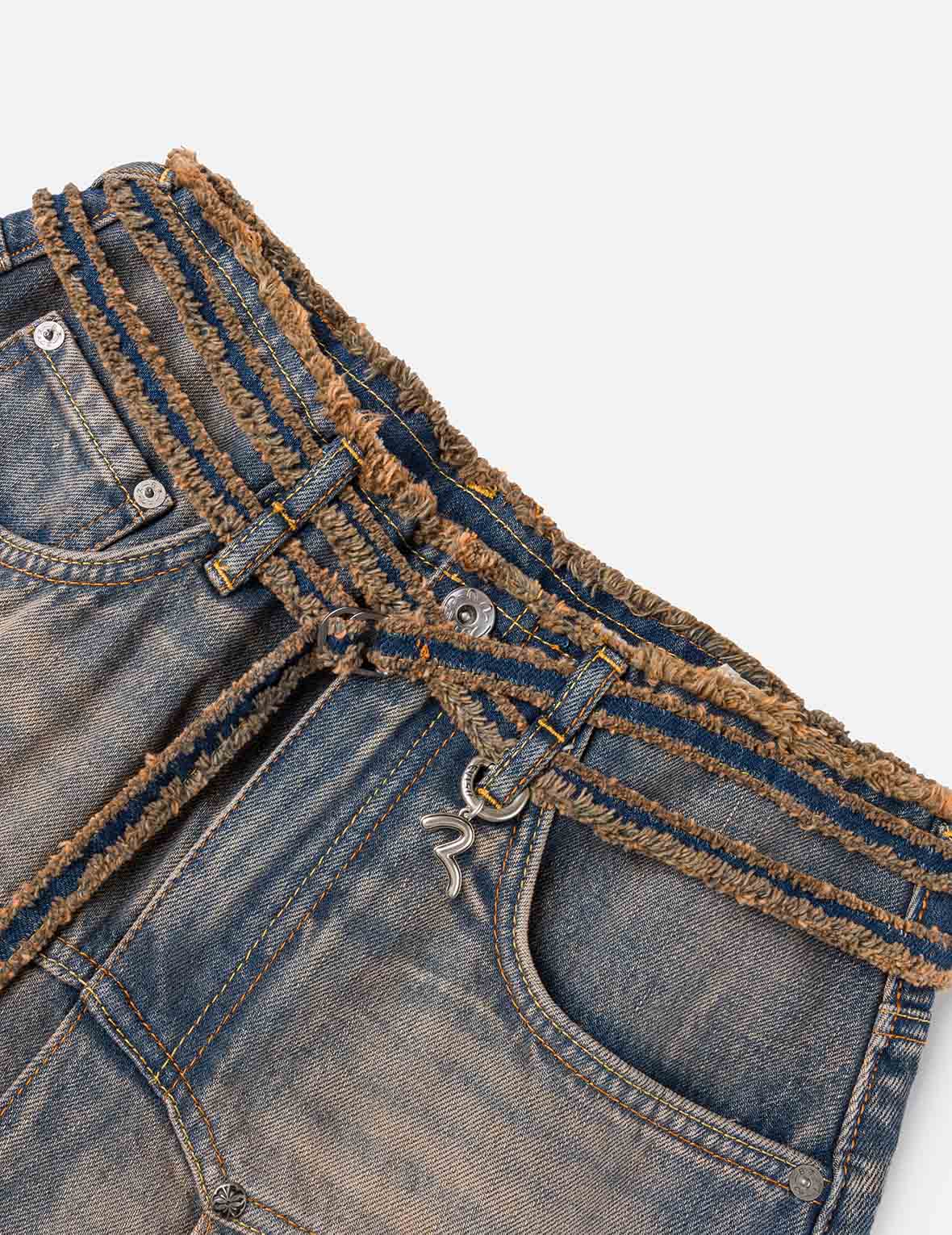 Two Tone Pleated Denim Skirts